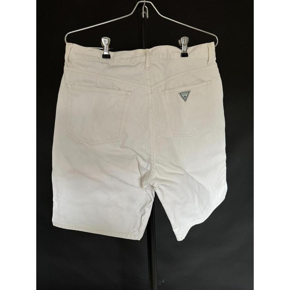 Vintage 90's Guess Jean Shorts Denim Cream White Men's Size 33 Inseam 10.5" - Picture 7 of 8